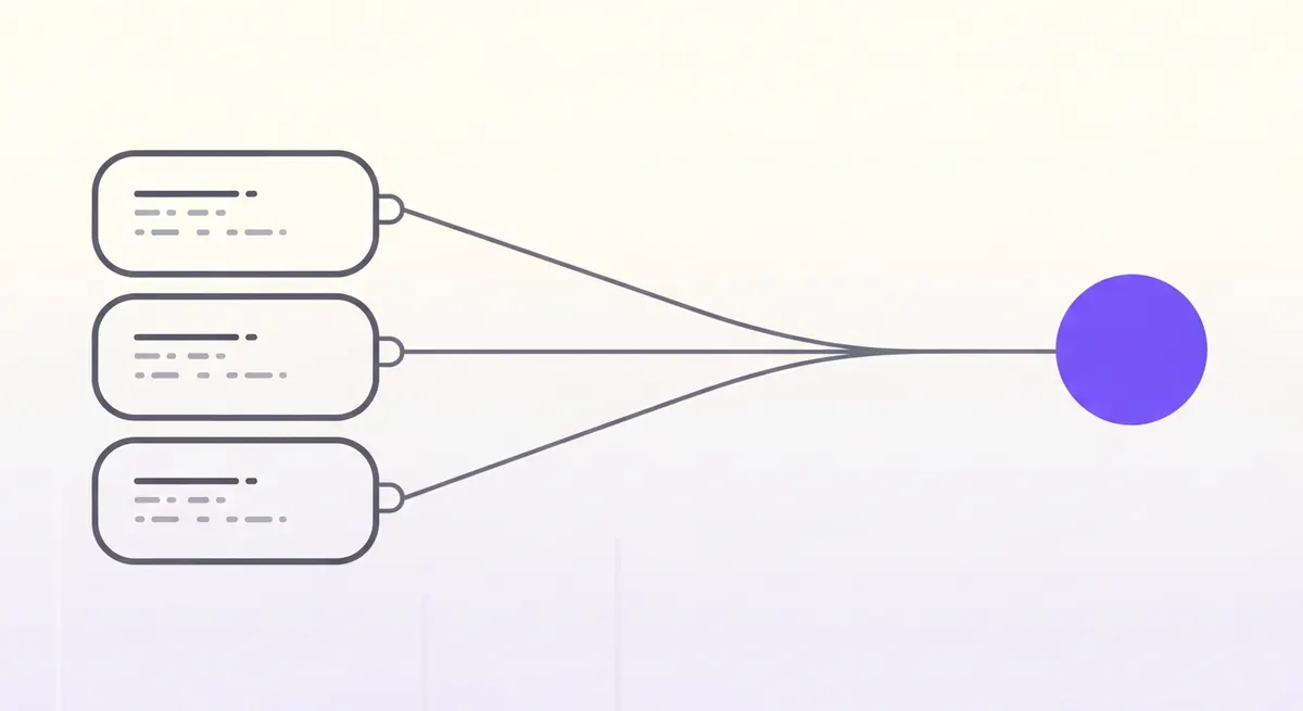 Three channel entries converging into one agent: chat, email, and WhatsApp meeting in a single inbox